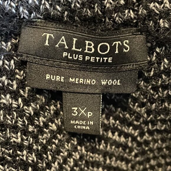 Talbots Black & White Merino Wool Plus Petite Herringbone Blazer Jacket Size 3XP - Picture 5 of 7